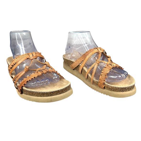 Mephisto Women’s Brown Leather Strappy Slide Sandal Size 37 US 7 - Picture 5 of 12